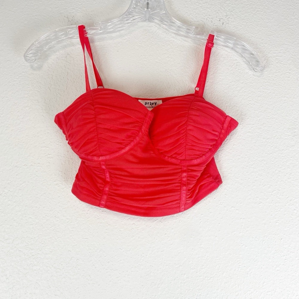 NWT Privy Crop Top Small Bustier Coral Ruched Clubwear Date Night Party Y2K New